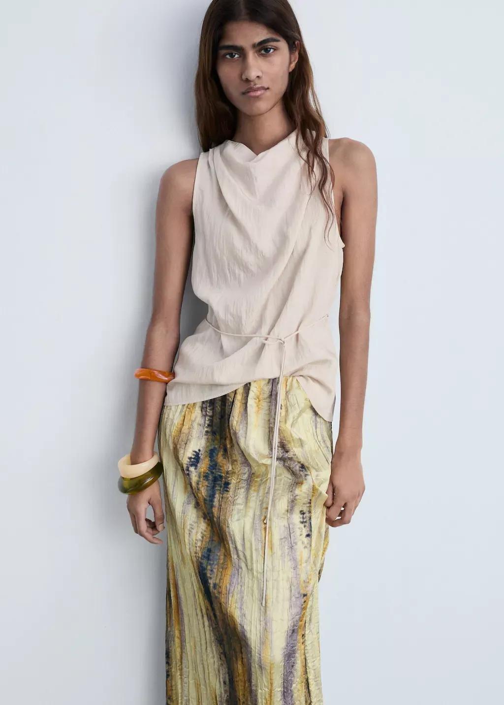 Brown Lt Pastel Textured Bow Top, , large image number 0