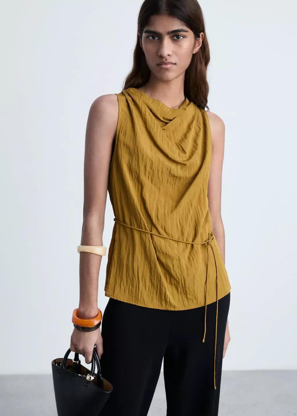 Green Textured Bow Top, , large image number 0