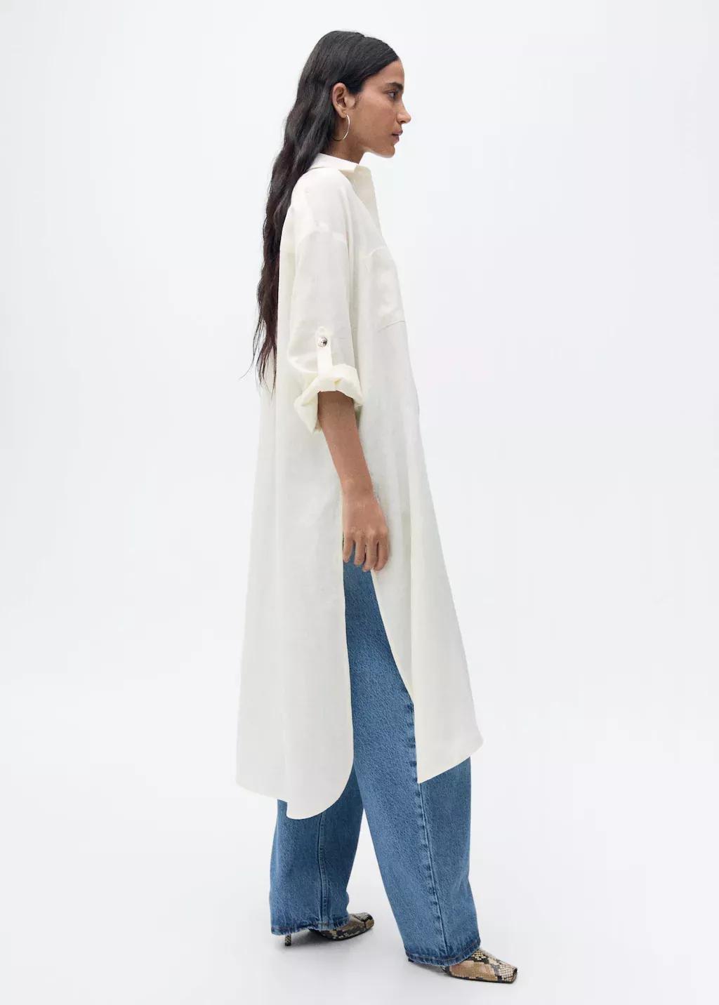 Yellow Linen Long Shirt, , large image number 2