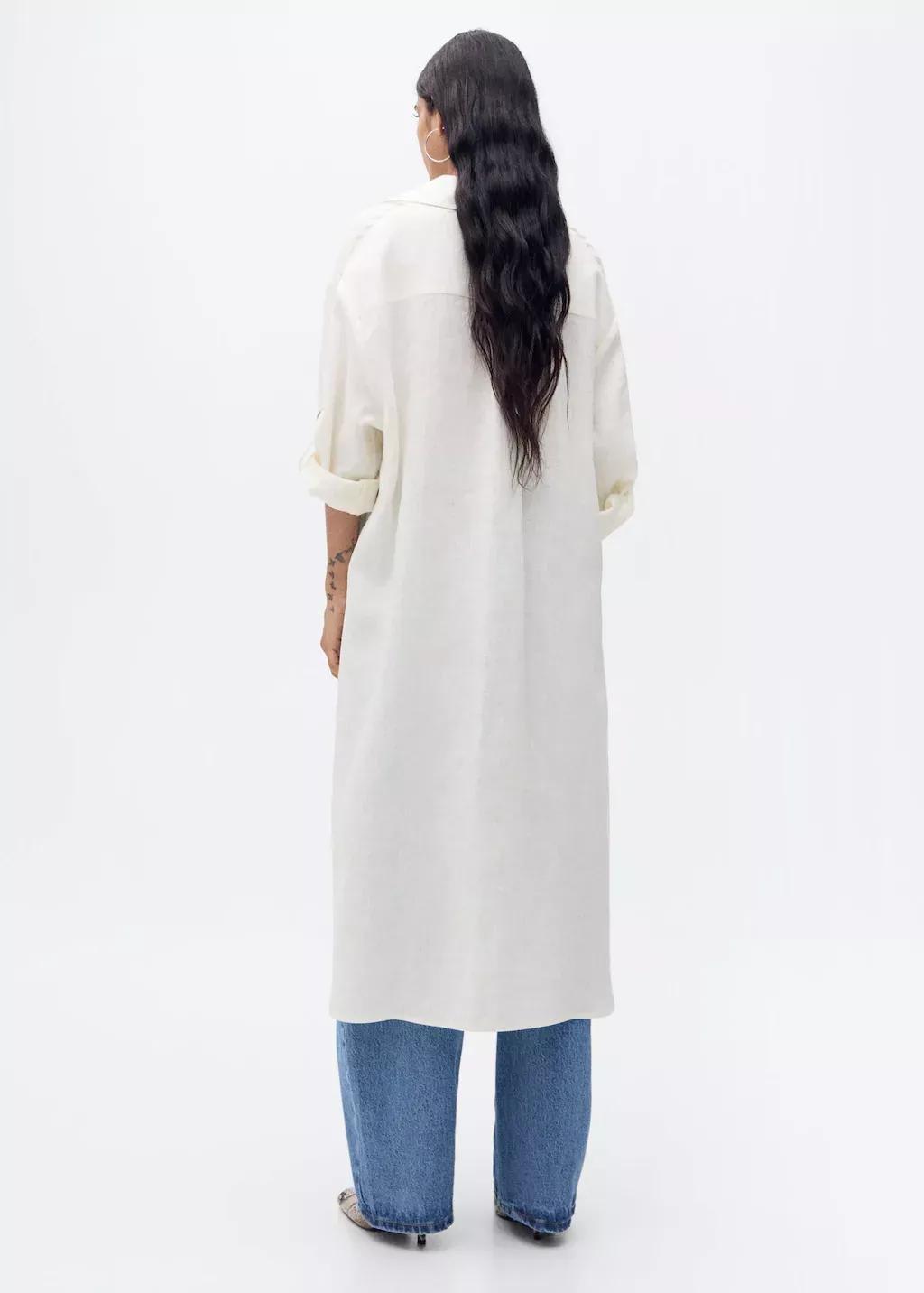 Yellow Linen Long Shirt, , large image number 5
