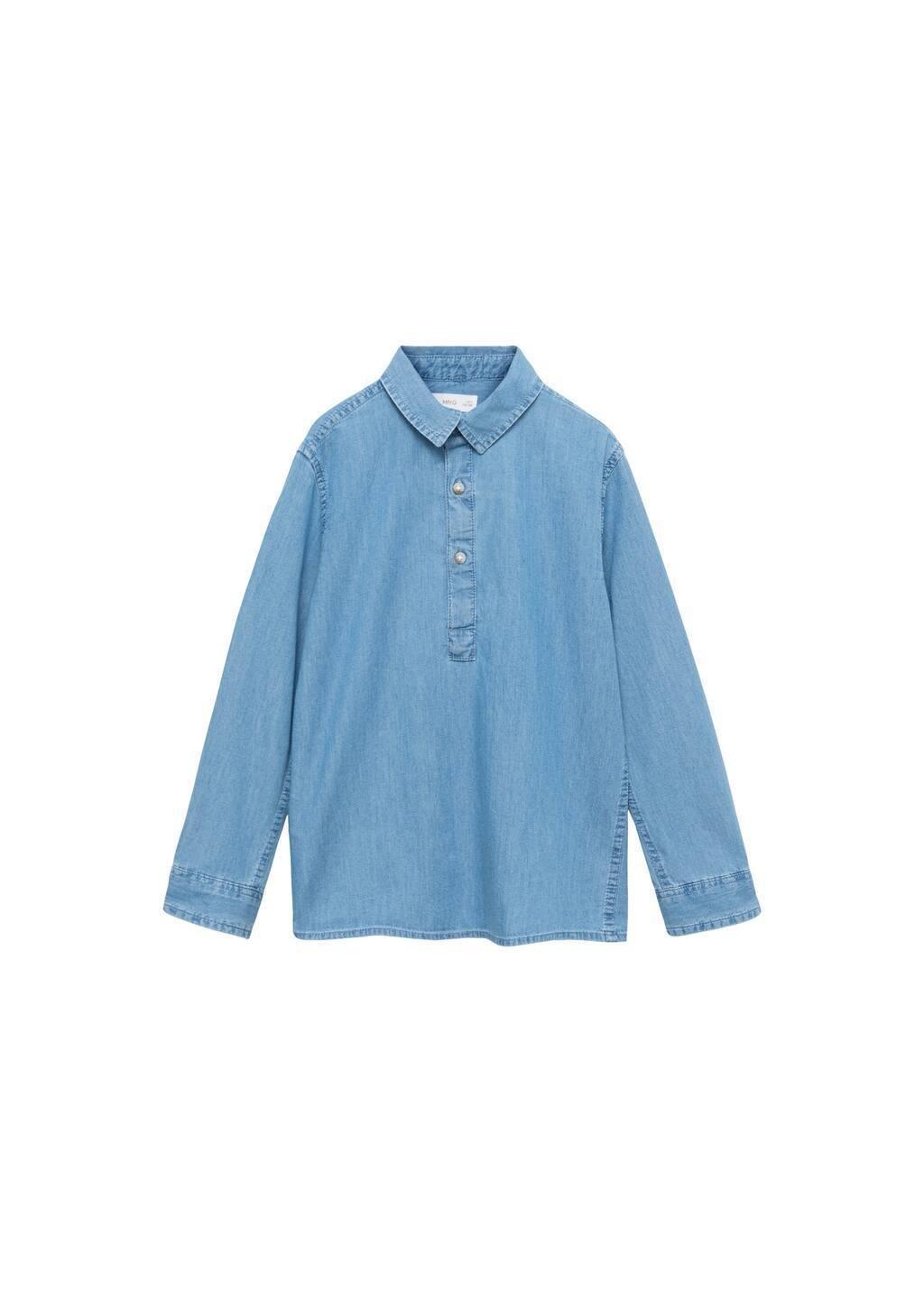 Blue Denim Shirt With Polo Collar, Kids Boy, , large image number 3