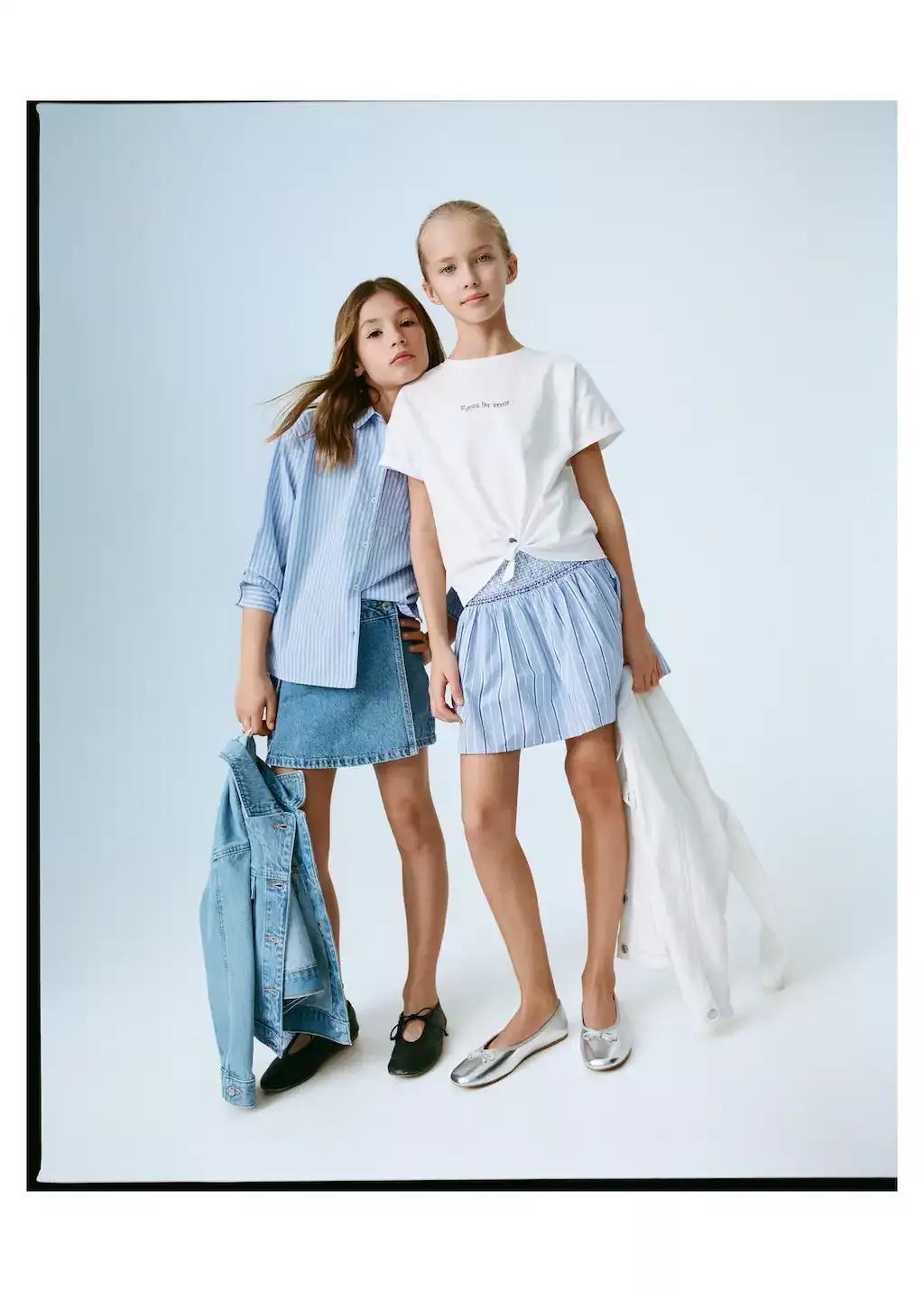 Blue Short Pleated Skirt, Kids Girl, , large image number 3