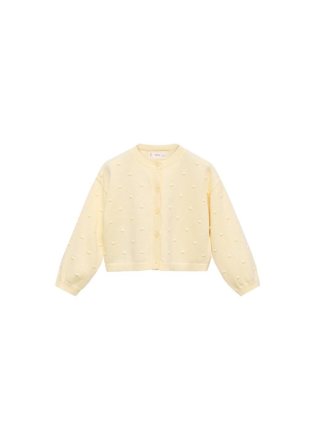 Yellow Embroidered Knit Cardigan, Baby Girl, , large image number 0