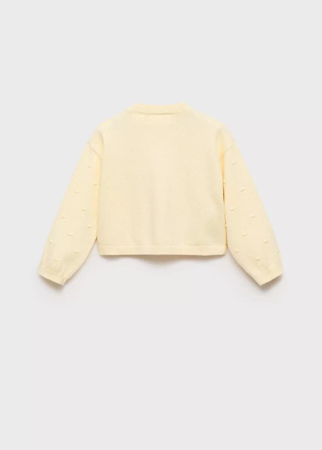 Yellow Embroidered Knit Cardigan, Baby Girl, , large image number 1