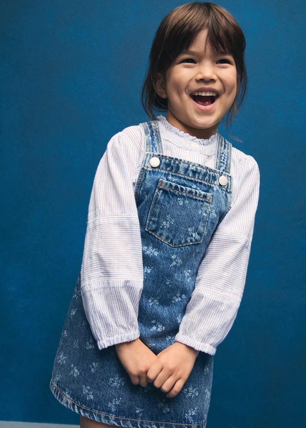 Blue Cotton Babydoll Blouse, Kids Girls, , large image number 2