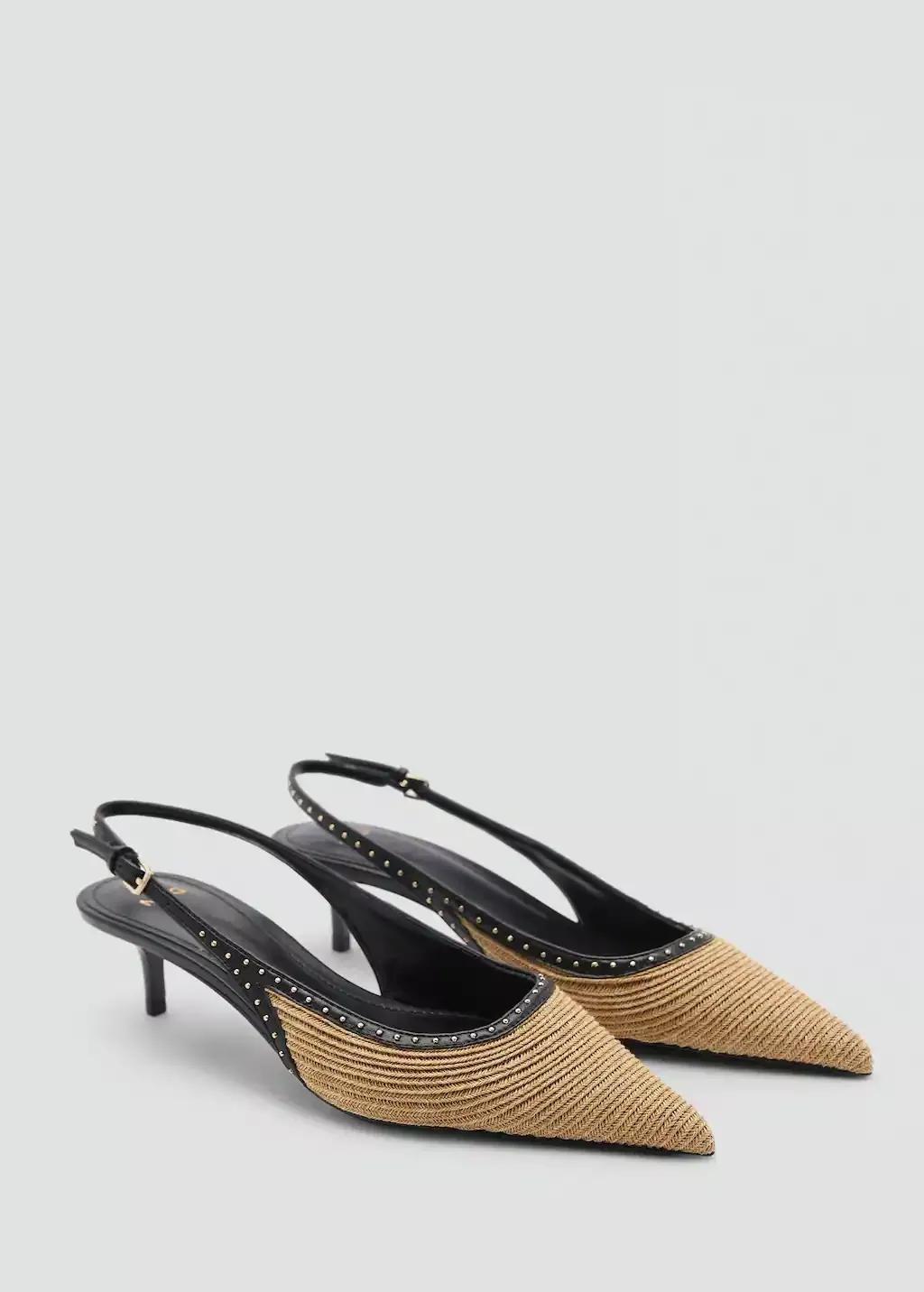 Brown Lt Pastel Natural Fibre Kitten-Heel Shoes, , medium