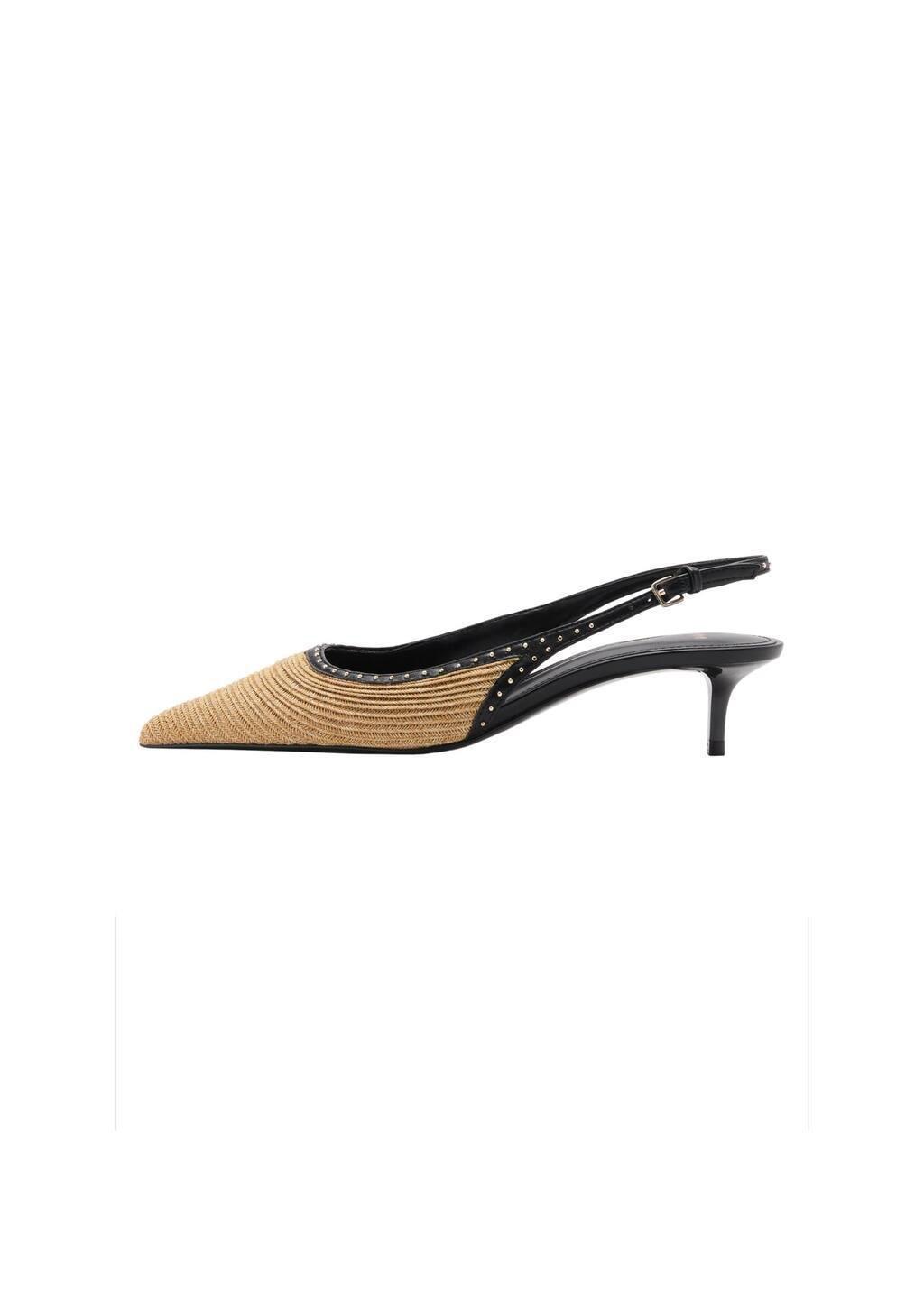 Brown Lt Pastel Natural Fibre Kitten-Heel Shoes, Light Pastel Brown, large image number 3