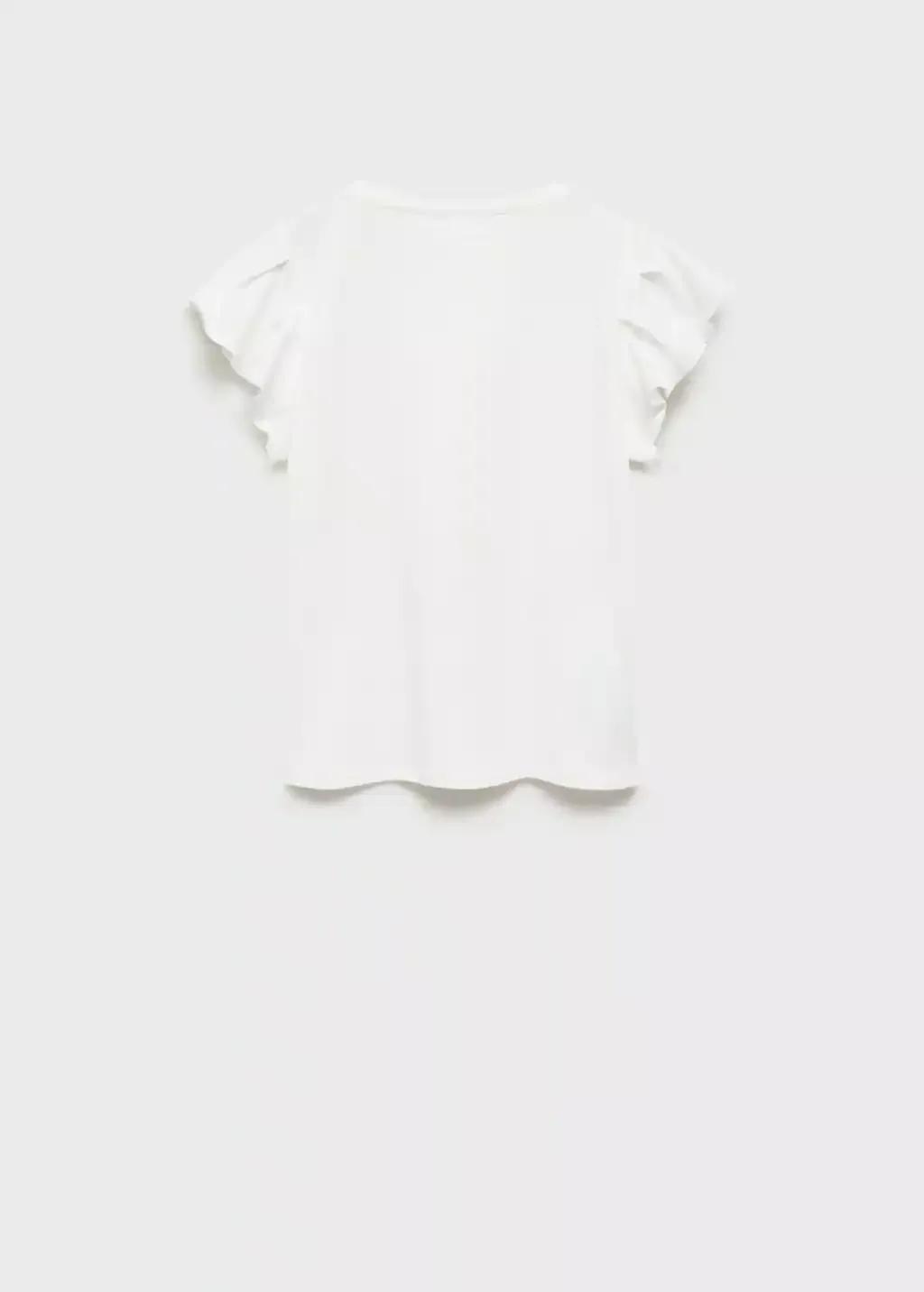 White Ruffle Regular Shirt, Kids Girls, , large image number 4