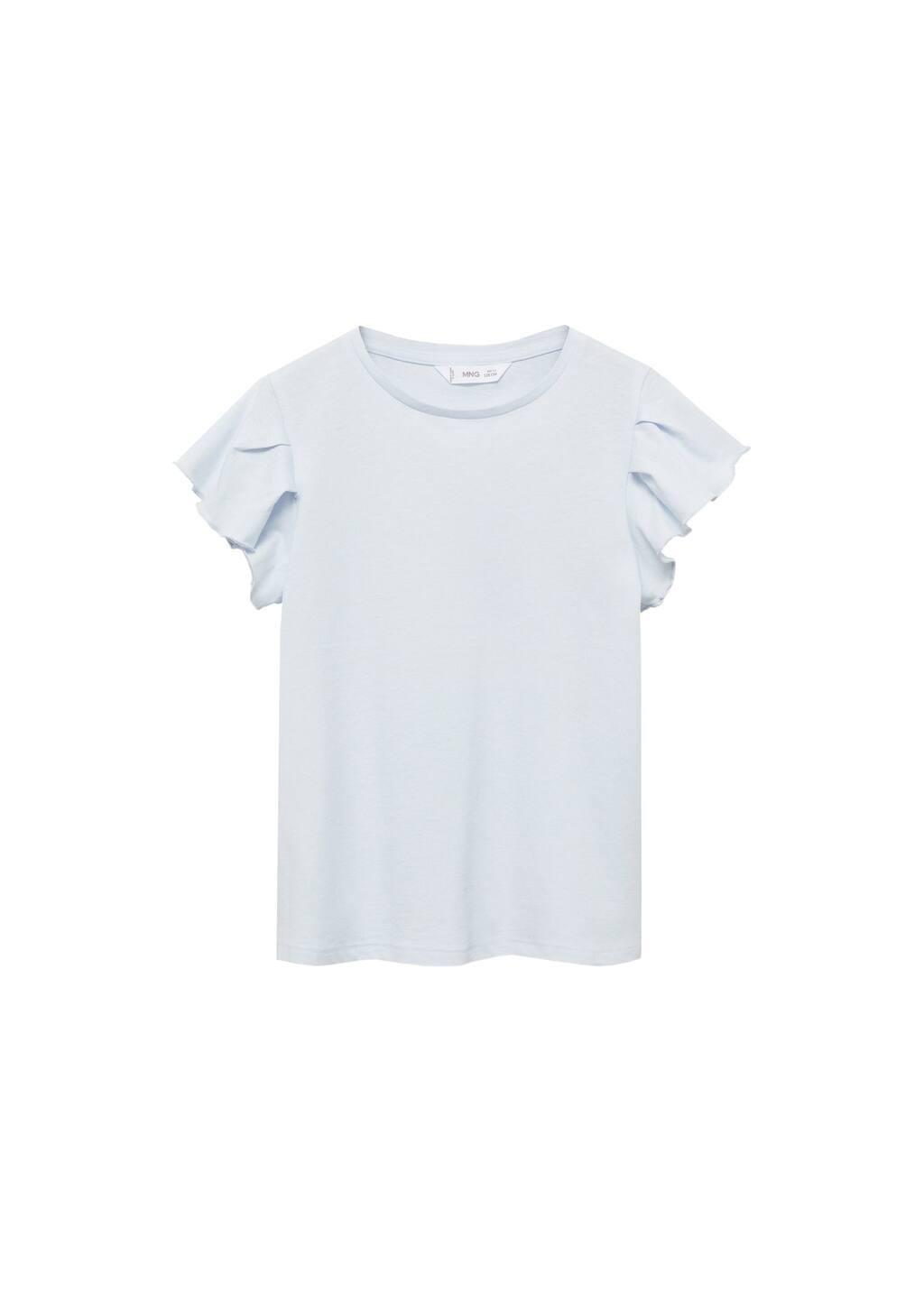 Blue Lt Pastel Short-Sleeved Ruffle T-Shirt, Kids Girl, , medium