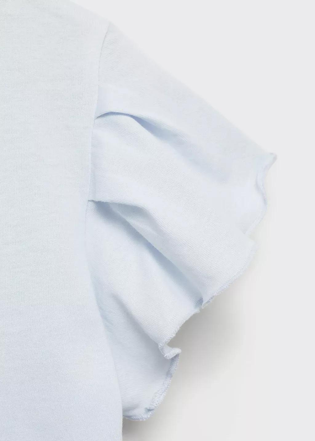 Blue Lt Pastel Short-Sleeved Ruffle T-Shirt, Kids Girl, , large image number 2