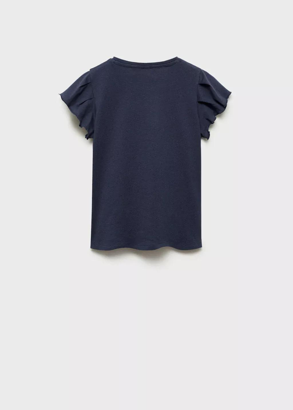 Navy Short-Sleeved Ruffle T-Shirt, Kids Girl, , large image number 2