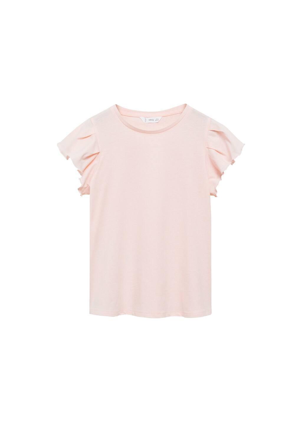 Pink Short-Sleeved Ruffle T-Shirt, Kids Girl, , medium