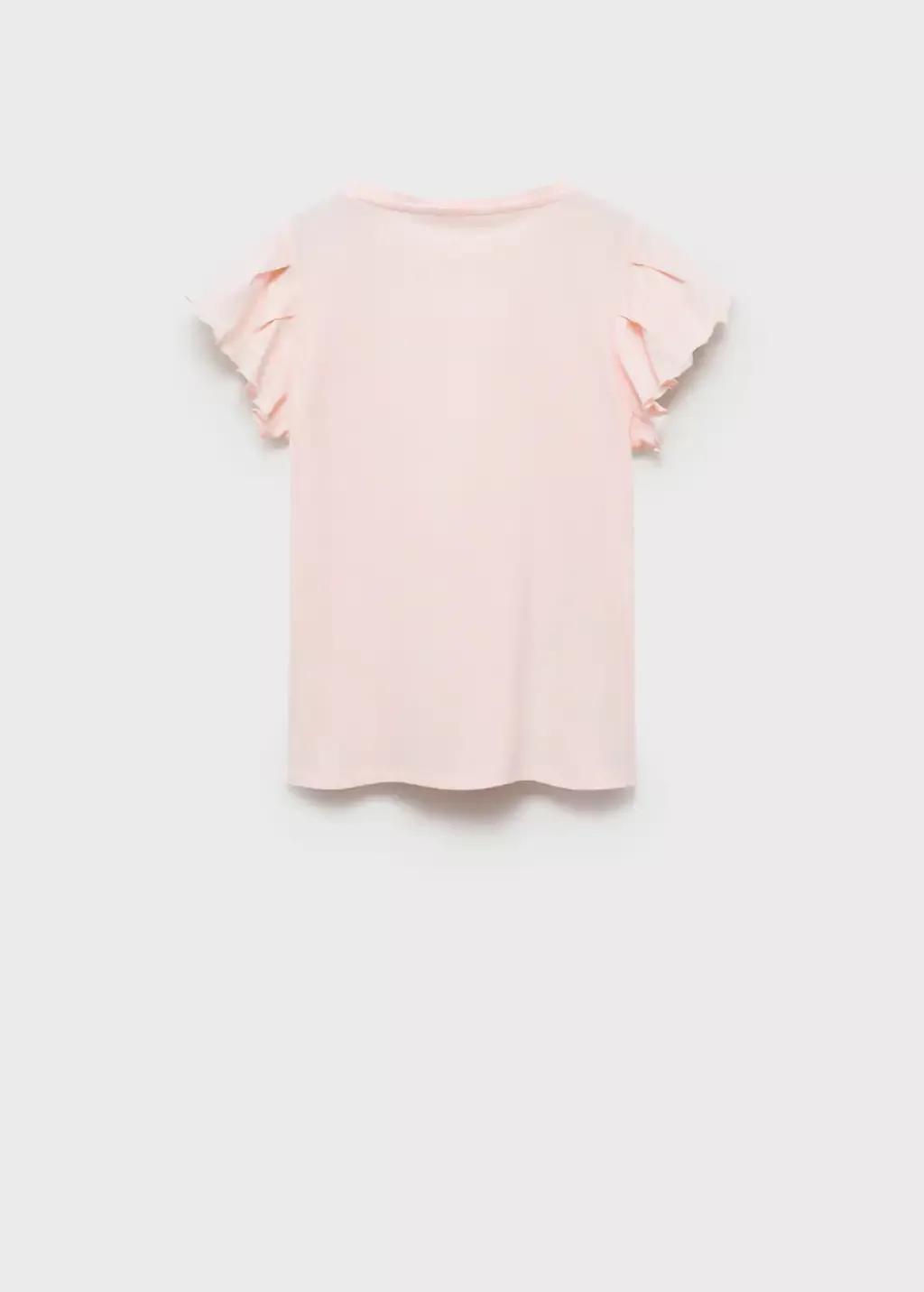 Pink Short-Sleeved Ruffle T-Shirt, Kids Girl, , large image number 2