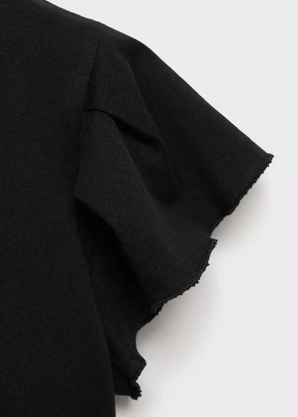 Black Short-Sleeved Ruffle T-Shirt, Kids Girl, , large image number 2