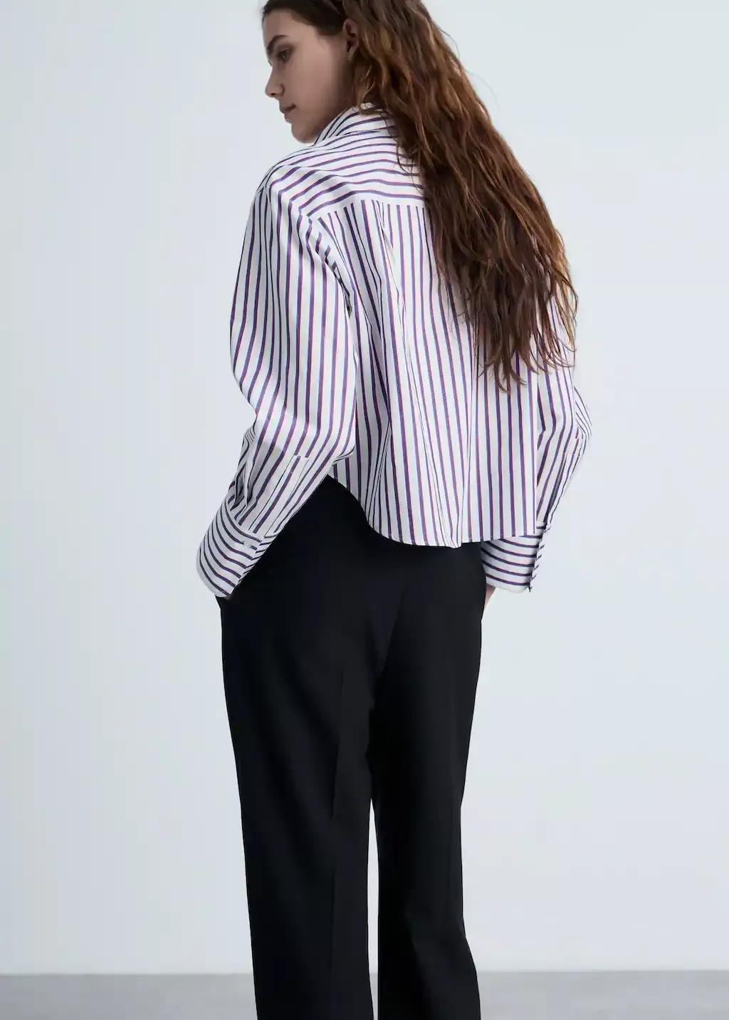 Red Striped Cropped Shirt, , large image number 4