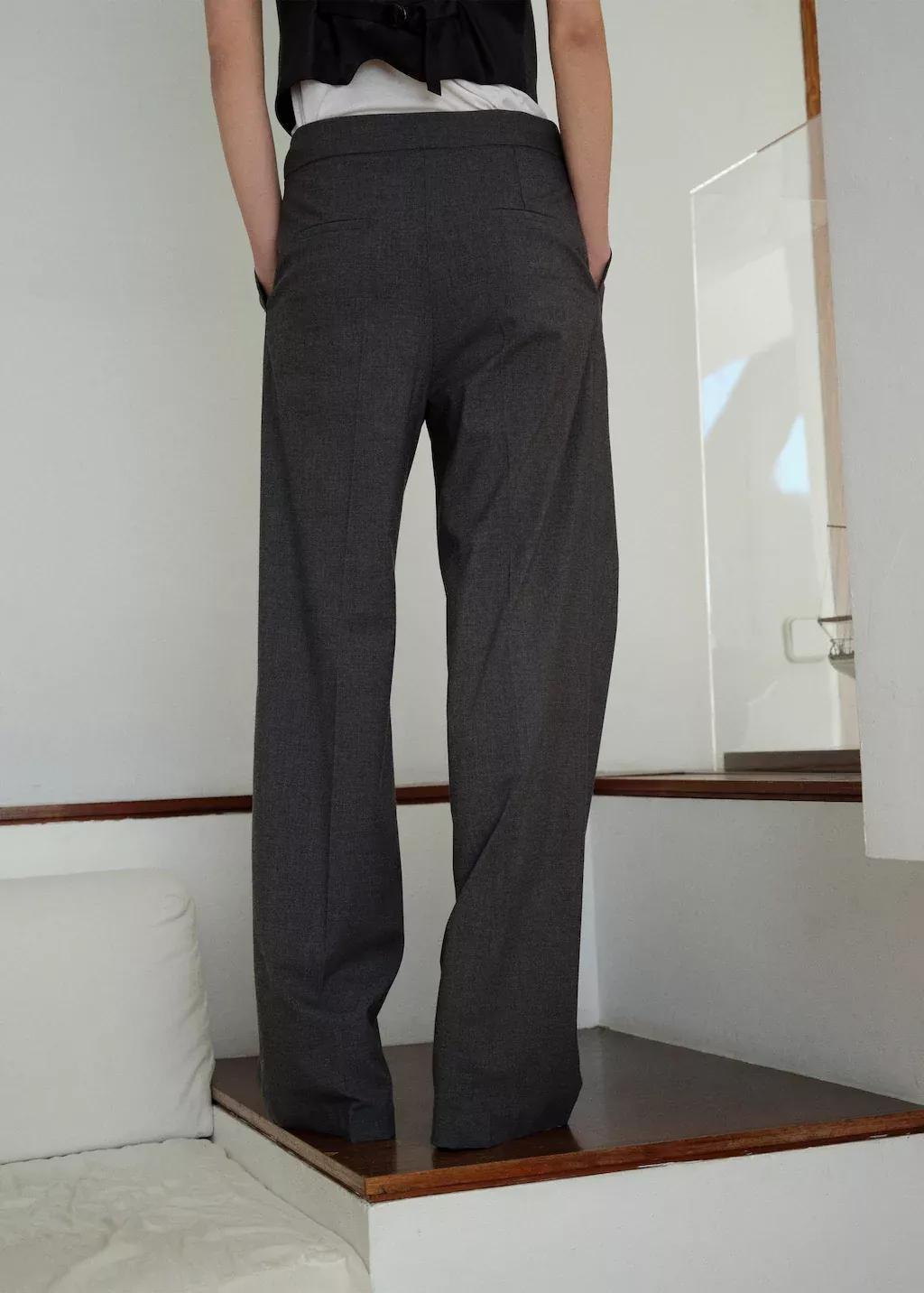 Grey Straight-Fit Suit Trousers, , large image number 0