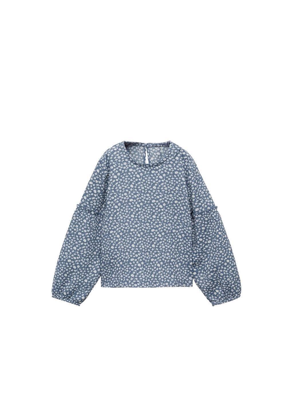 Blue Floral Long Sleeve T-Shirt, Baby Girl, , medium