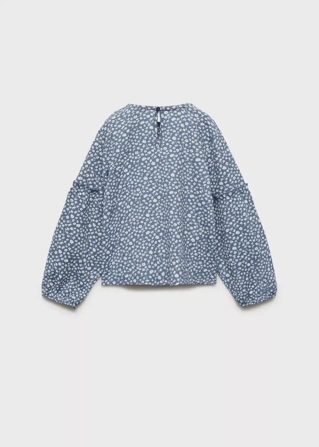 Blue Floral Long Sleeve T-Shirt, Baby Girl, , large image number 1