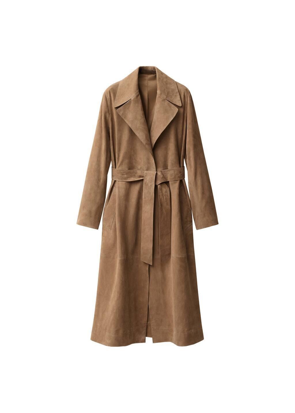 Brown Belted Suede Trench Coat, , large image number 3