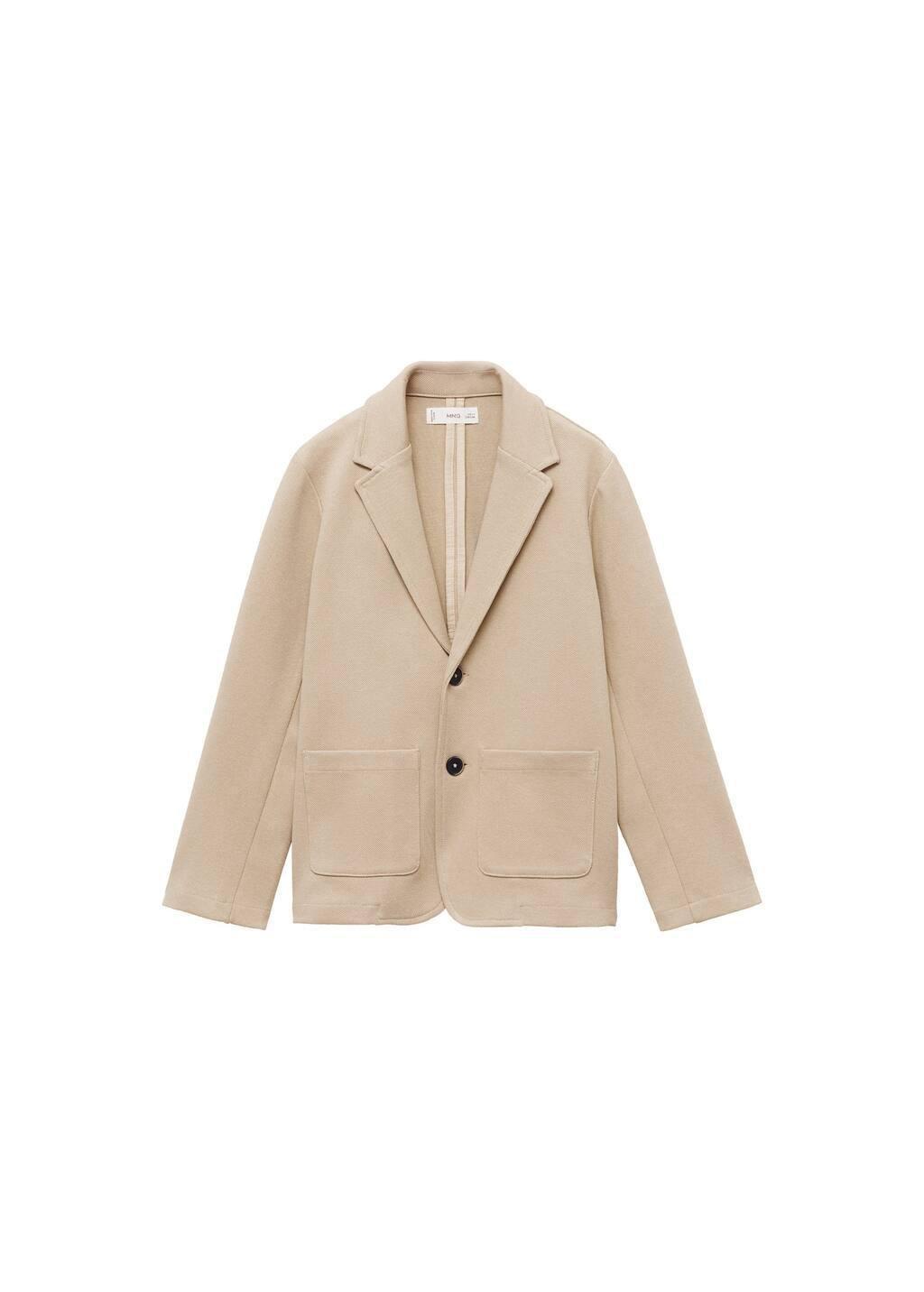 Brown Lt Pastel Cotton-Blend Piqu� Blazer, Kids Boy, , medium