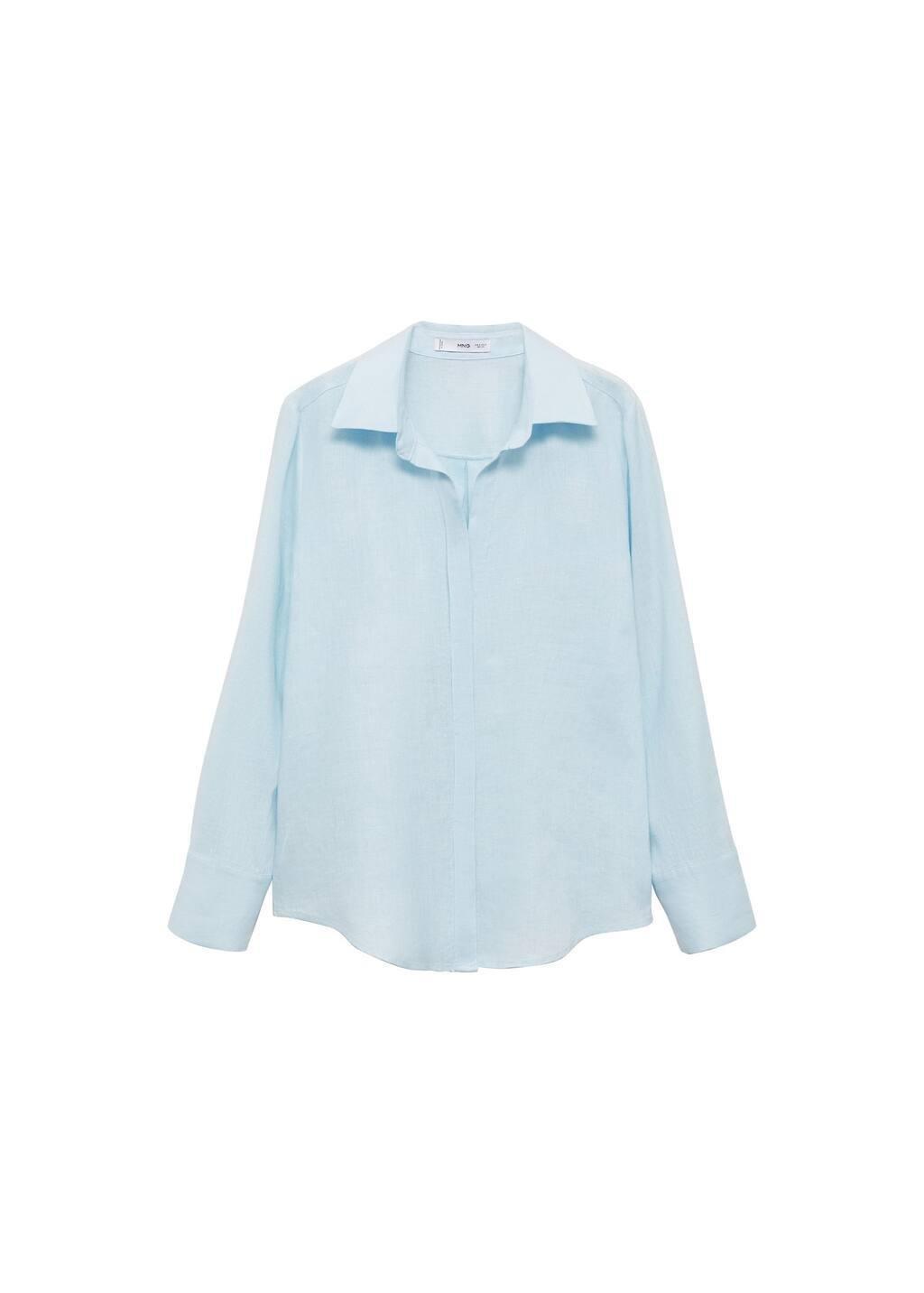 Blue Lt Pastel Regular-Fit Linen Shirt, , large image number 4