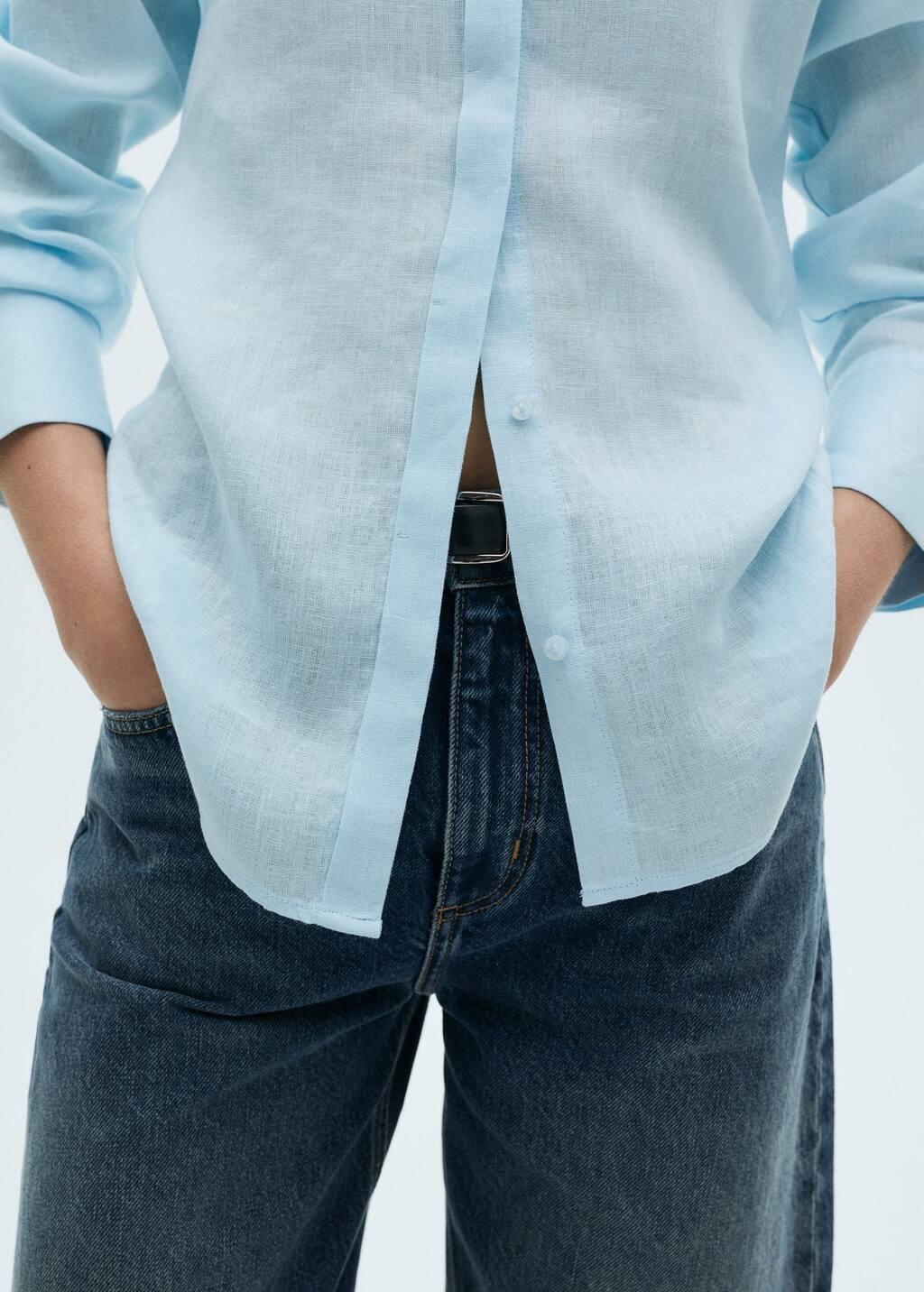 Blue Lt Pastel Regular-Fit Linen Shirt, , large image number 6
