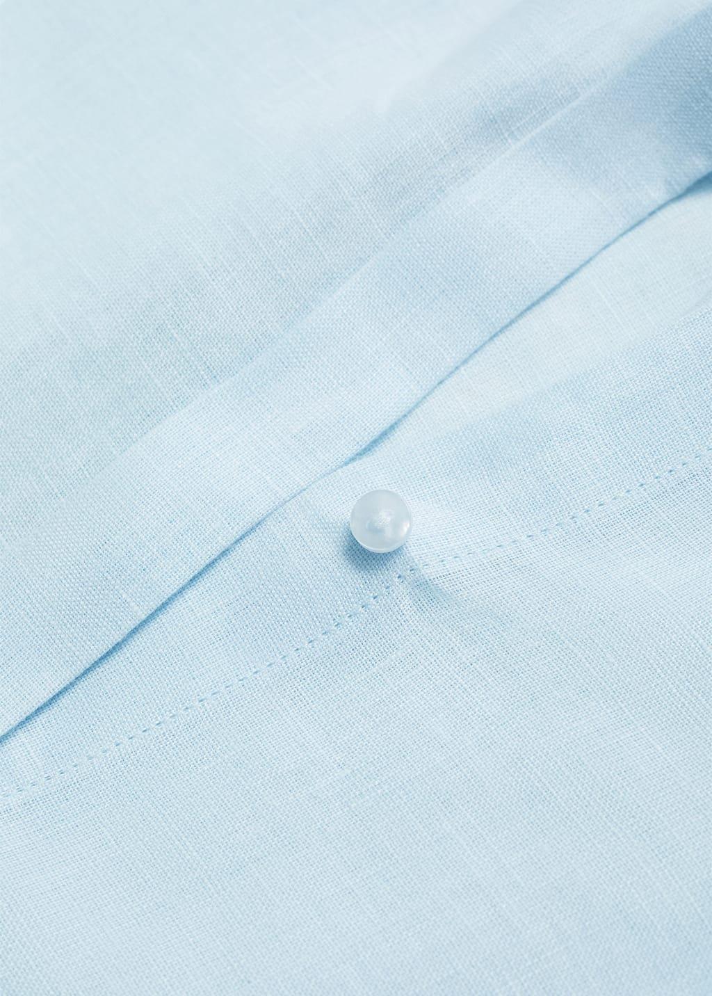 Blue Lt Pastel Regular-Fit Linen Shirt, , large image number 7
