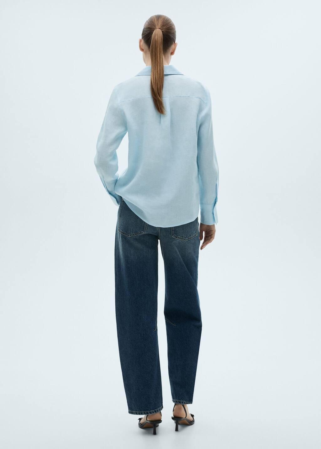 Blue Lt Pastel Regular-Fit Linen Shirt, , large image number 9
