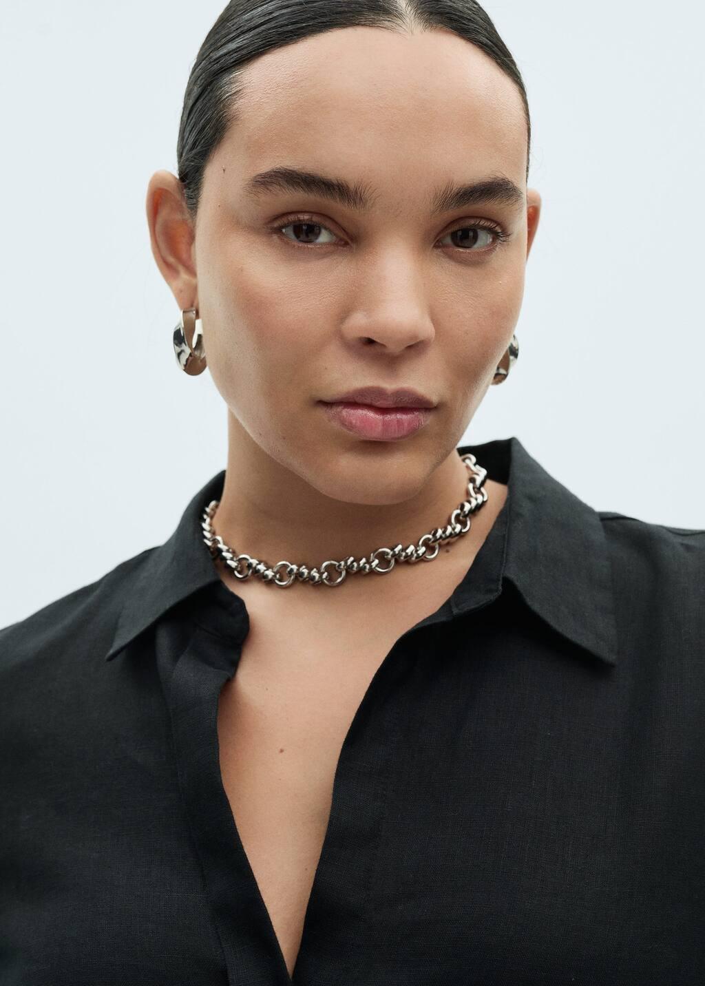 Black Regular-Fit Linen Shirt, , large image number 1