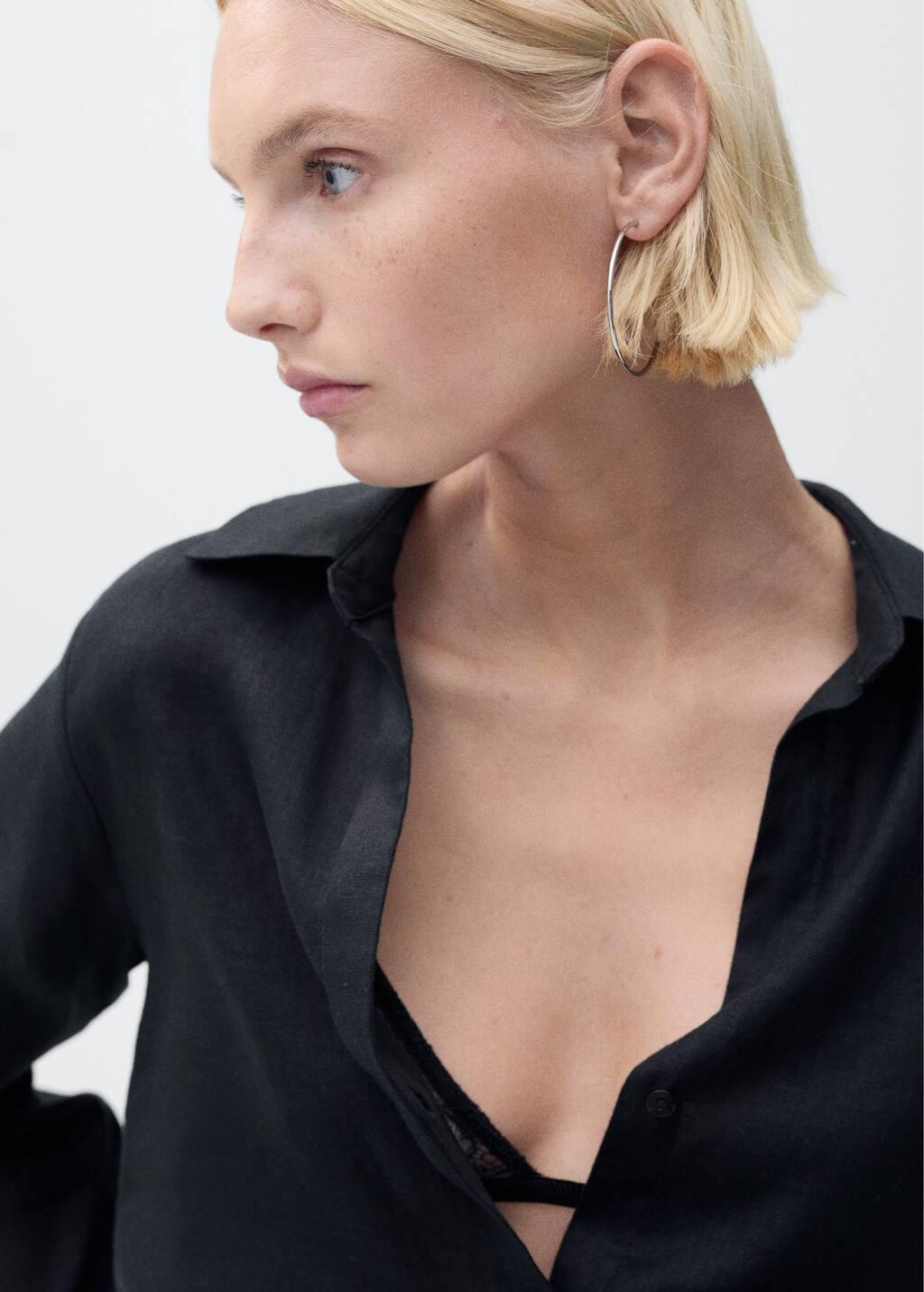 Black Regular-Fit Linen Shirt, , large image number 2