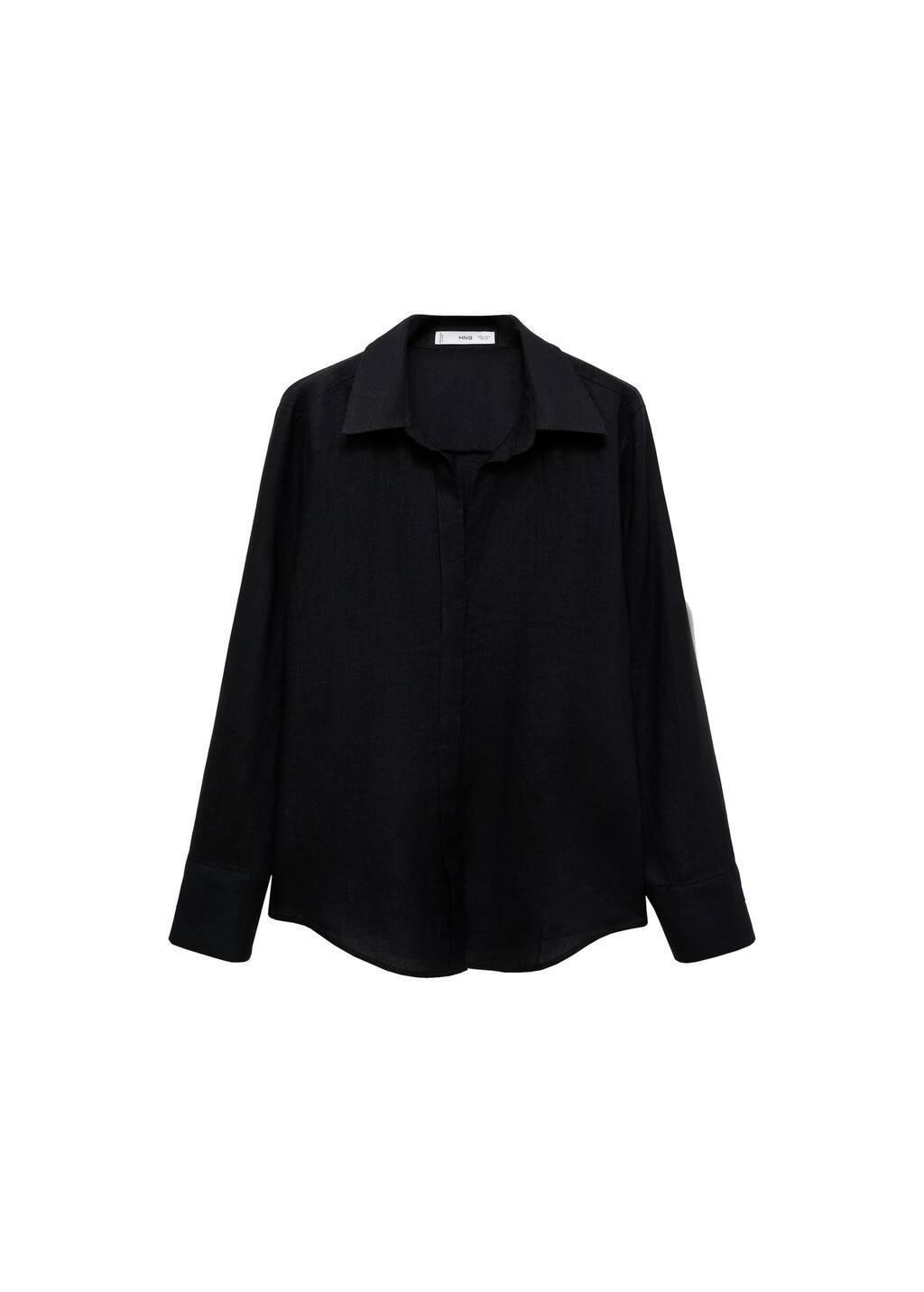 Black Regular-Fit Linen Shirt, , large image number 7