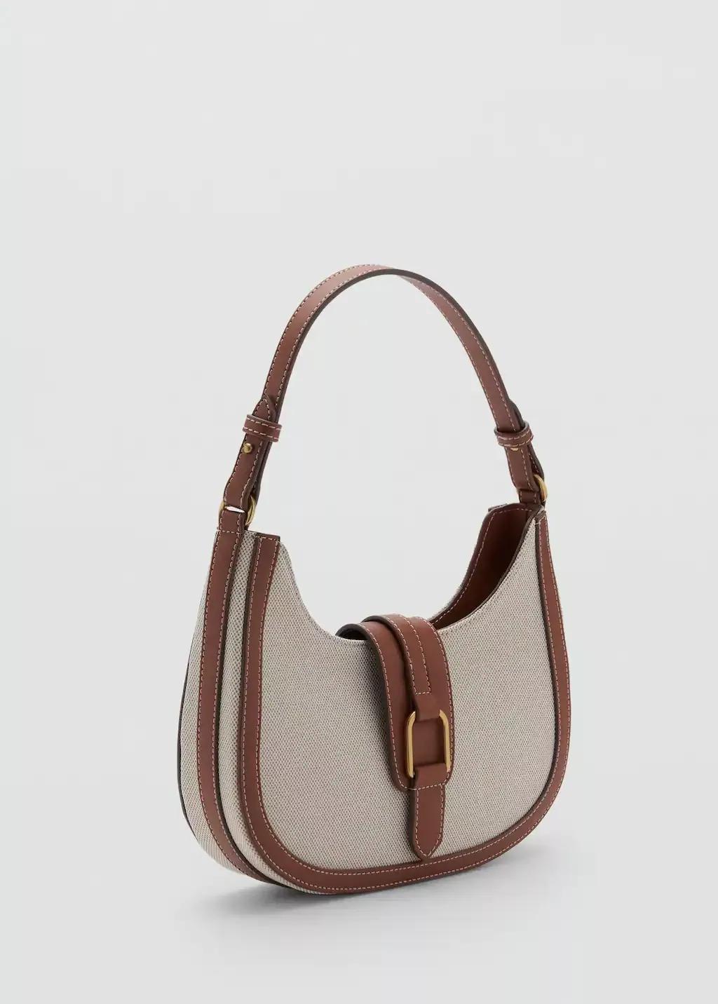 Brown Contrast Canvas Shoulder Bag, Medium Brown, large image number 0