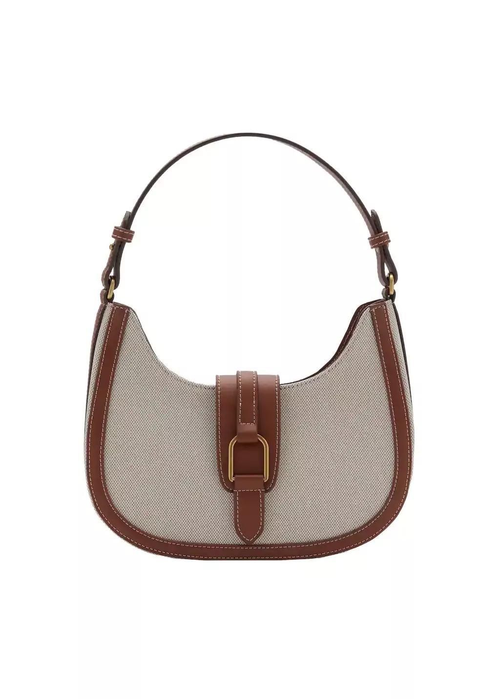 Brown Contrast Canvas Shoulder Bag, Medium Brown, large image number 3