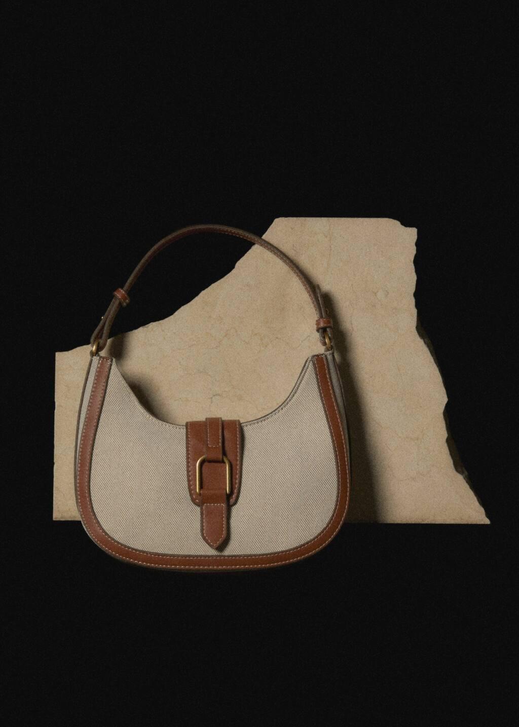 Brown Contrast Canvas Shoulder Bag, Medium Brown, large image number 6