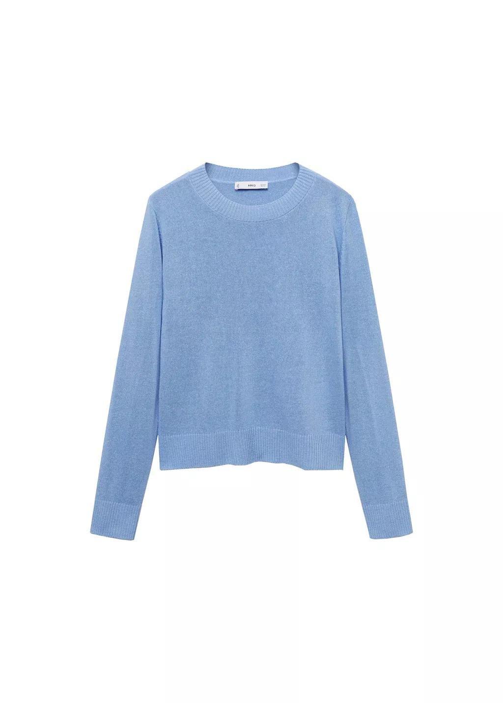 Blue Lt Pastel Linen-Blend Knitted Sweater, , large image number 3