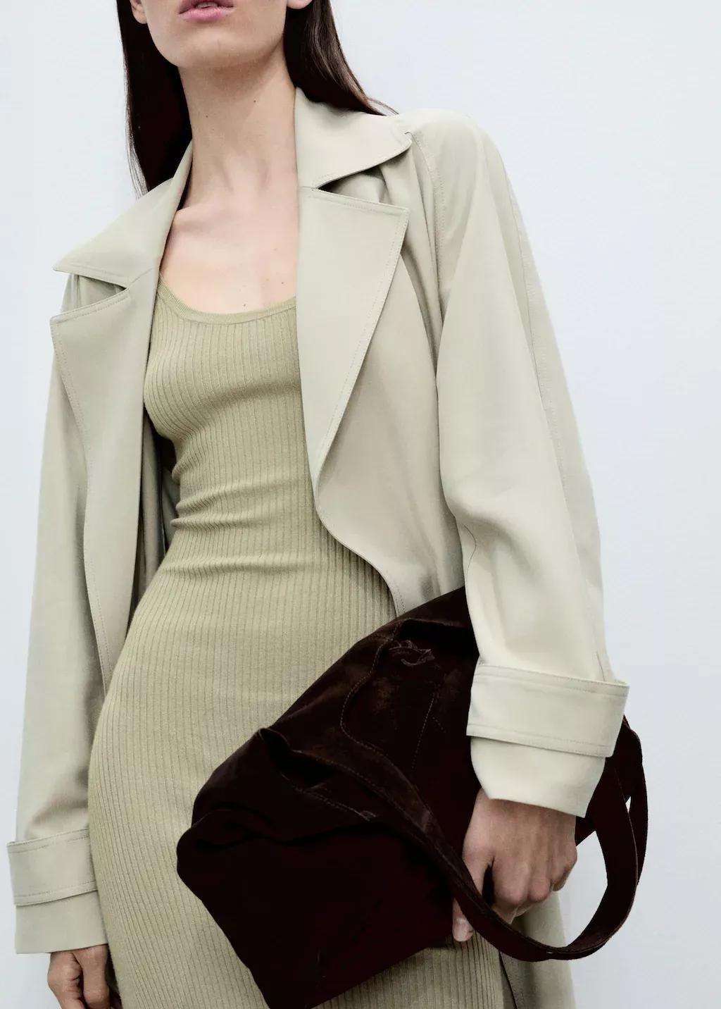 Khaki Rib-Knit Midi-Dress, , large image number 1