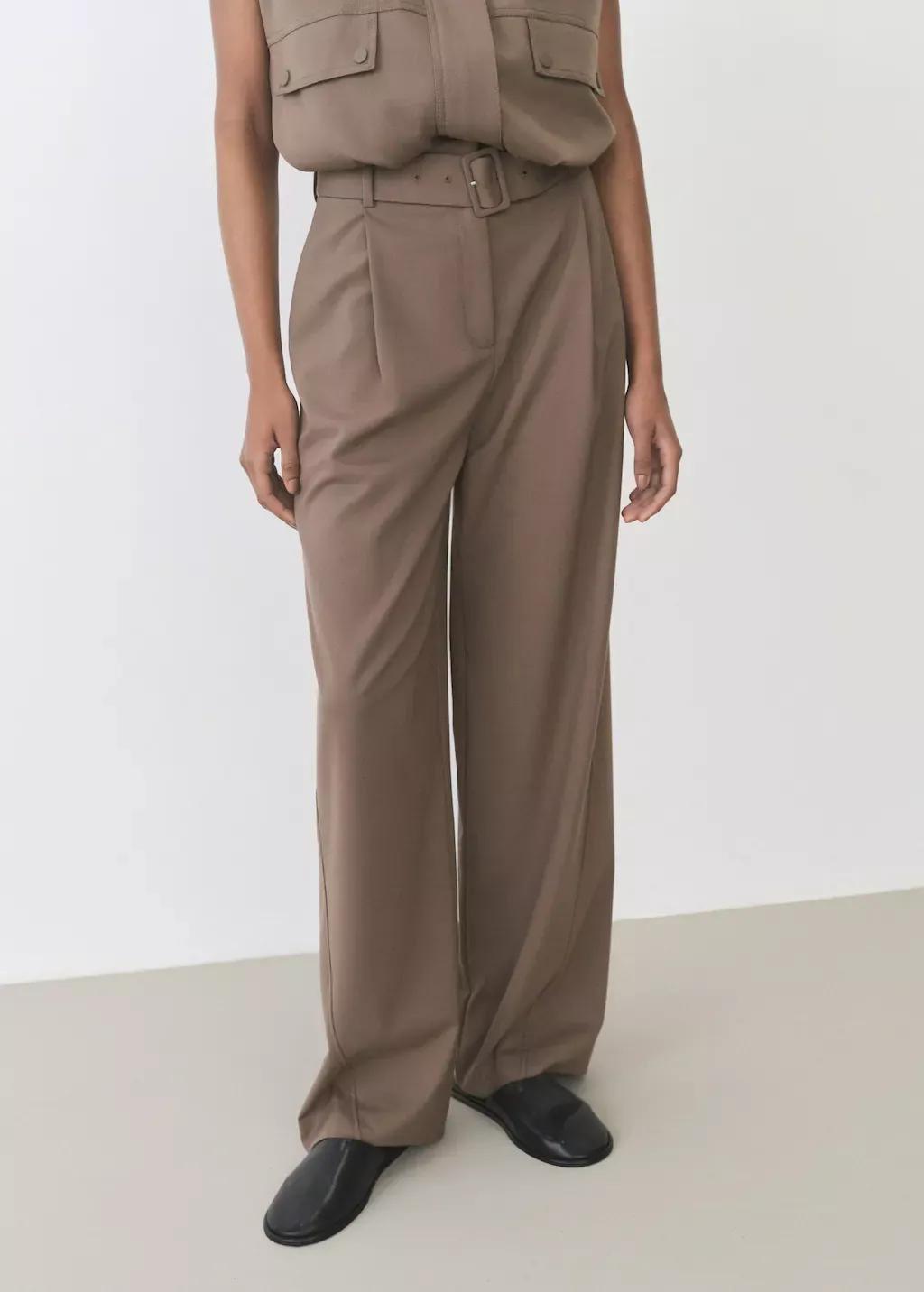 Brown Belt Straight-Fit Trousers, , large image number 0