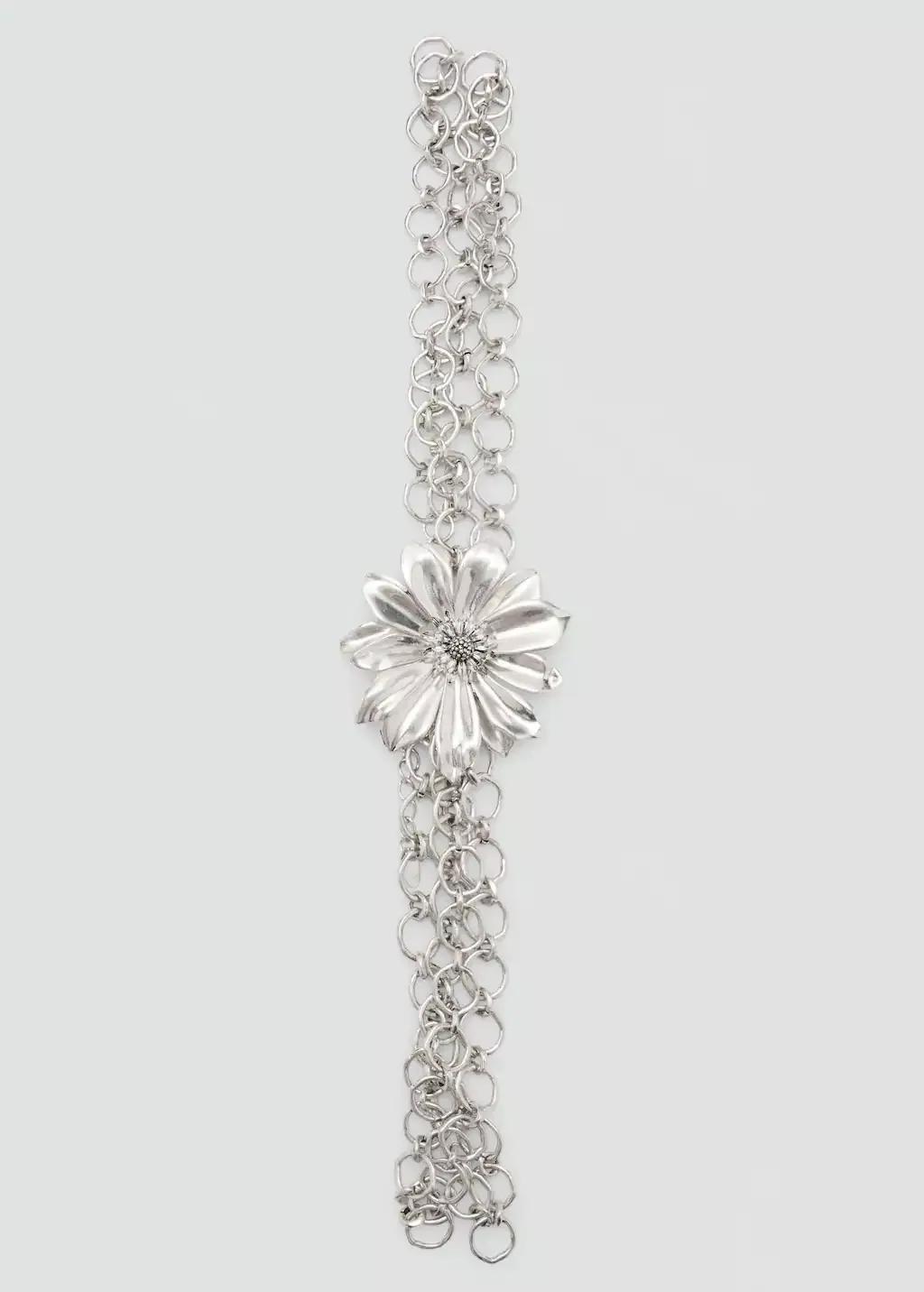 Silver Metal Chain Flower Belt, 0201_PL, large image number 0