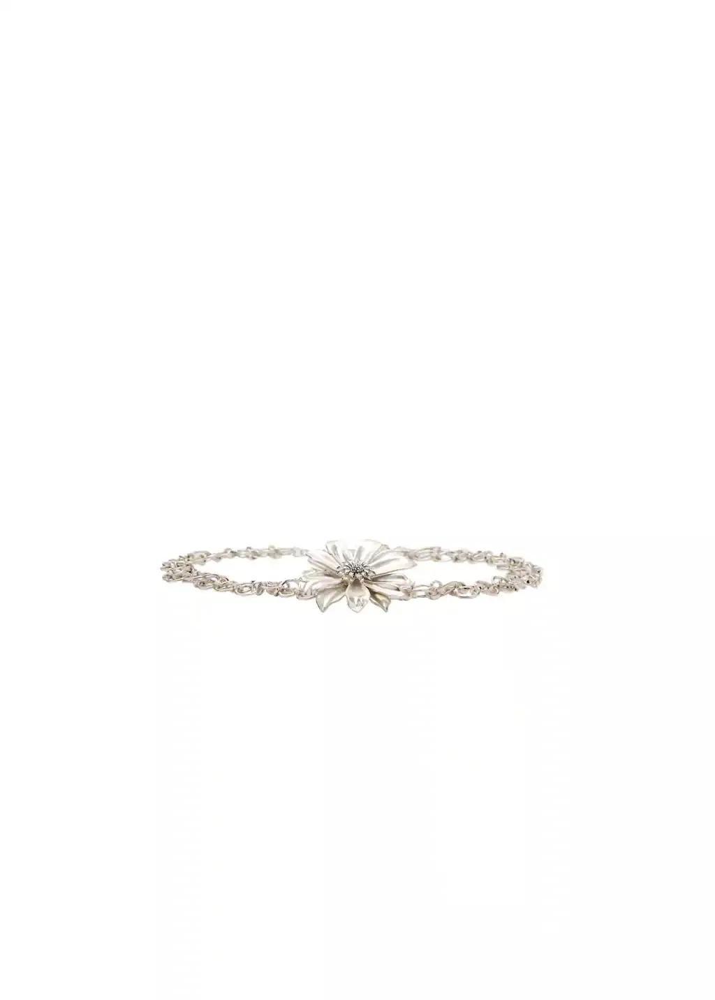 Silver Metal Chain Flower Belt, 0201_PL, large image number 3