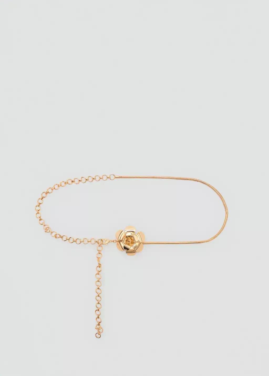 Gold Combined Metal Belt With Flower Decoration, Gold, large image number 2