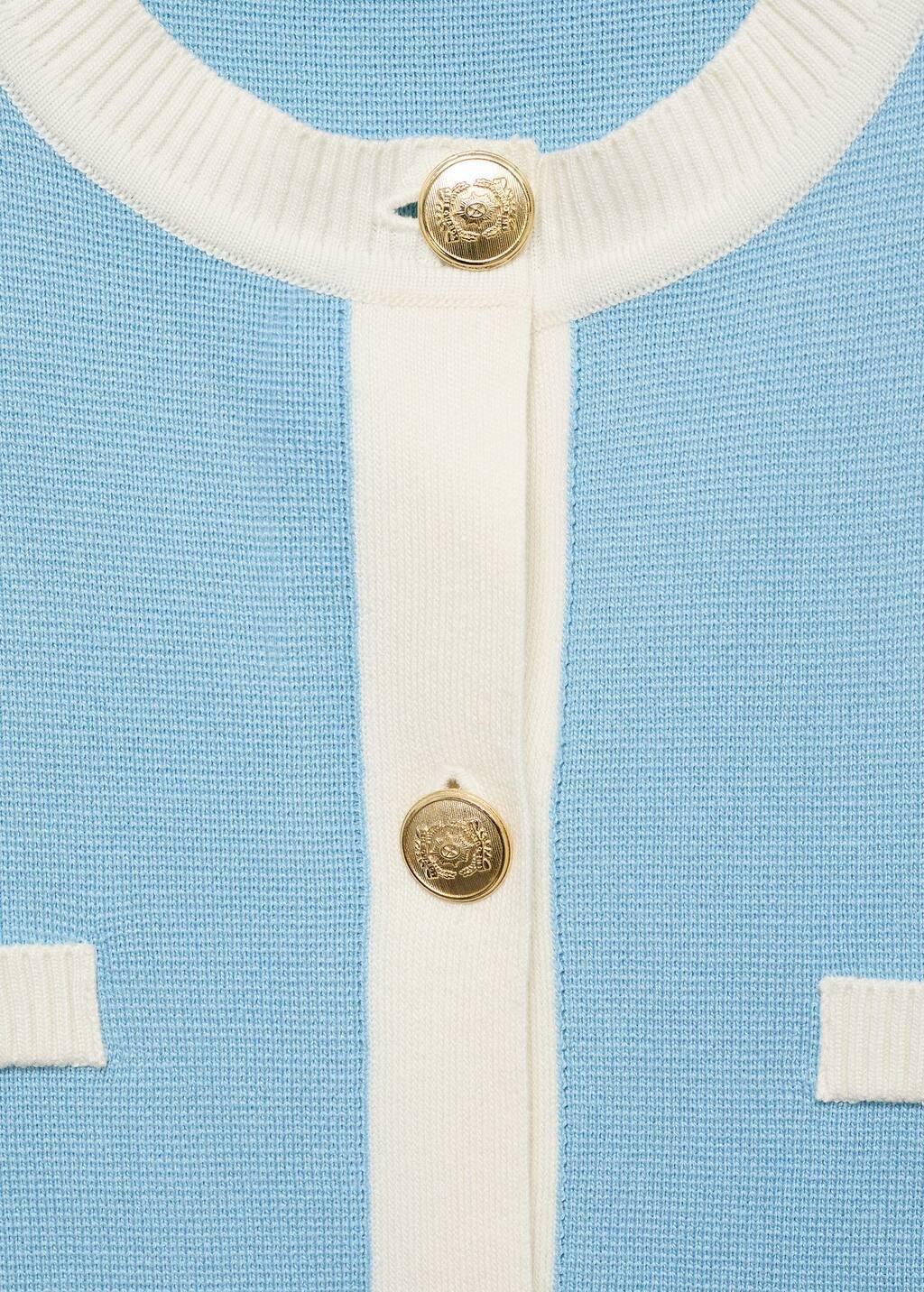Turquoise Knitted Waistcoat With Contrast Piping, , large image number 4