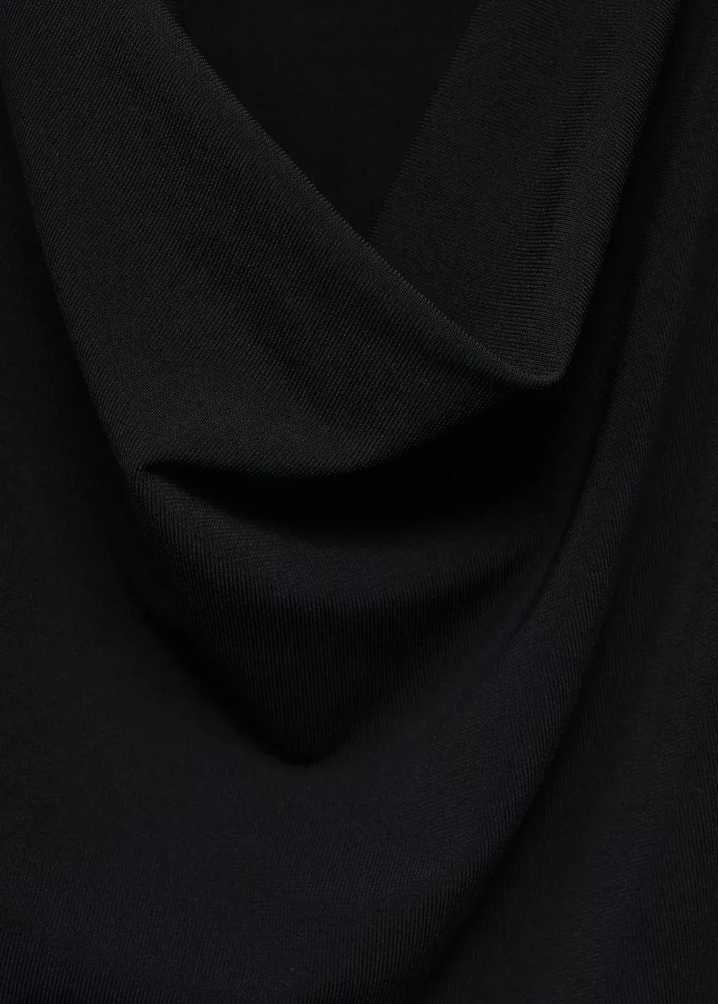 Black Fine-Knit Draped Top, , large image number 2