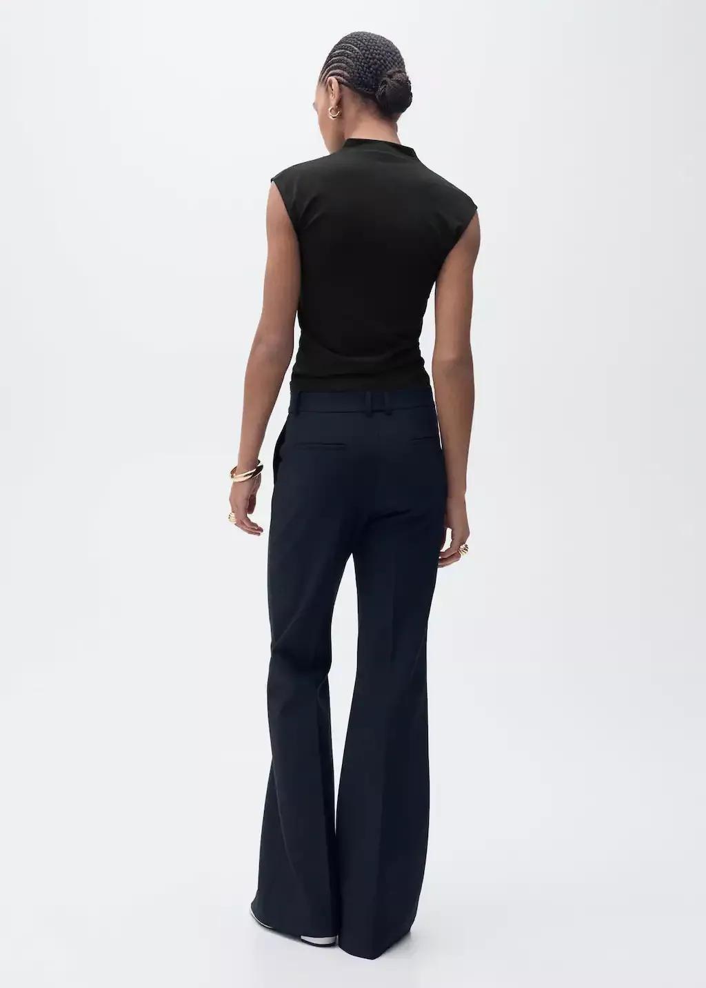 Black Fine-Knit Draped Top, , large image number 5