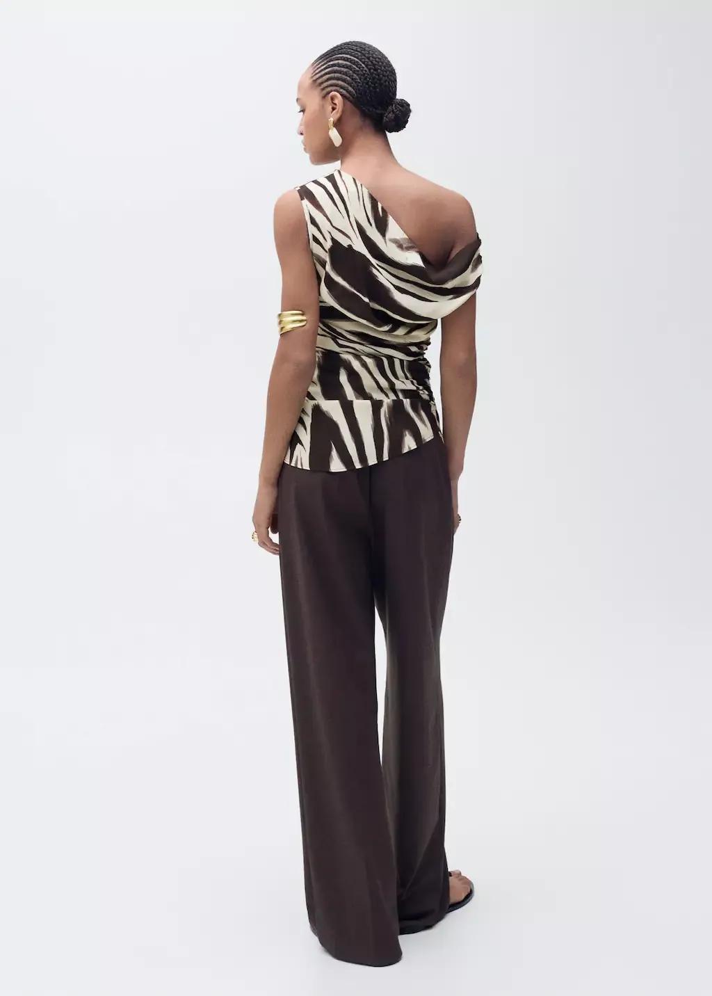 Beige Animal Print Crop Top, , large image number 5
