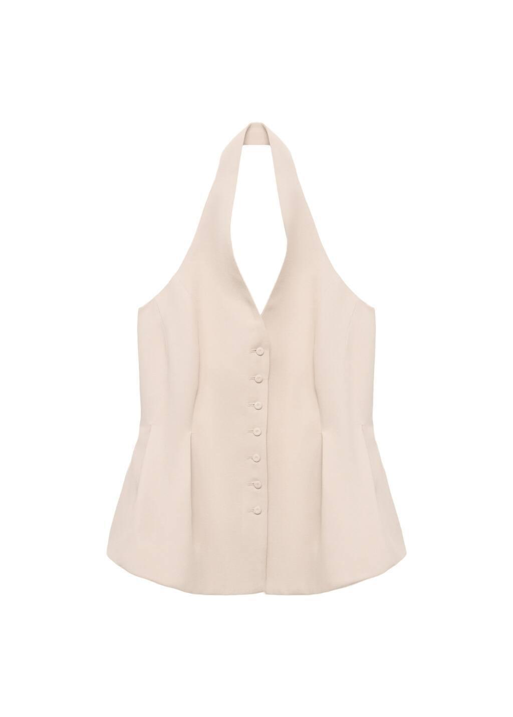 Pink Lt Pastel Halter-Neck Waistcoat With Pleats, , large image number 2