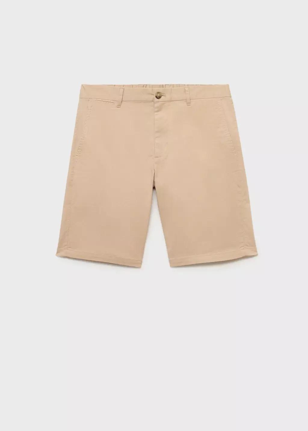 Beige Slim-Fit Chino Cotton Bermuda Shorts, , large image number 4