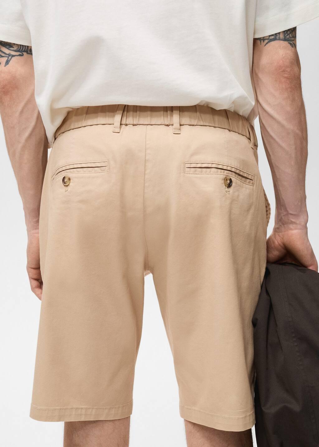 Beige Slim-Fit Chino Cotton Bermuda Shorts, , large image number 5