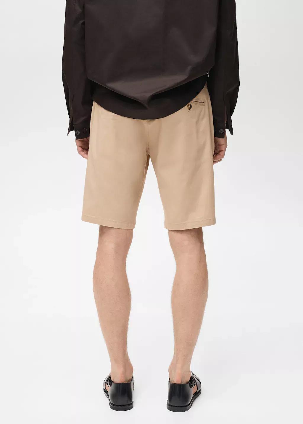 Beige Slim-Fit Chino Cotton Bermuda Shorts, , large image number 7