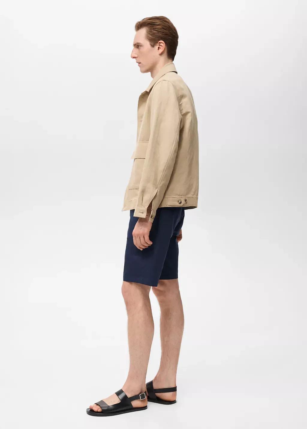 Navy Slim-Fit Chino Cotton Bermuda Shorts, , large image number 3