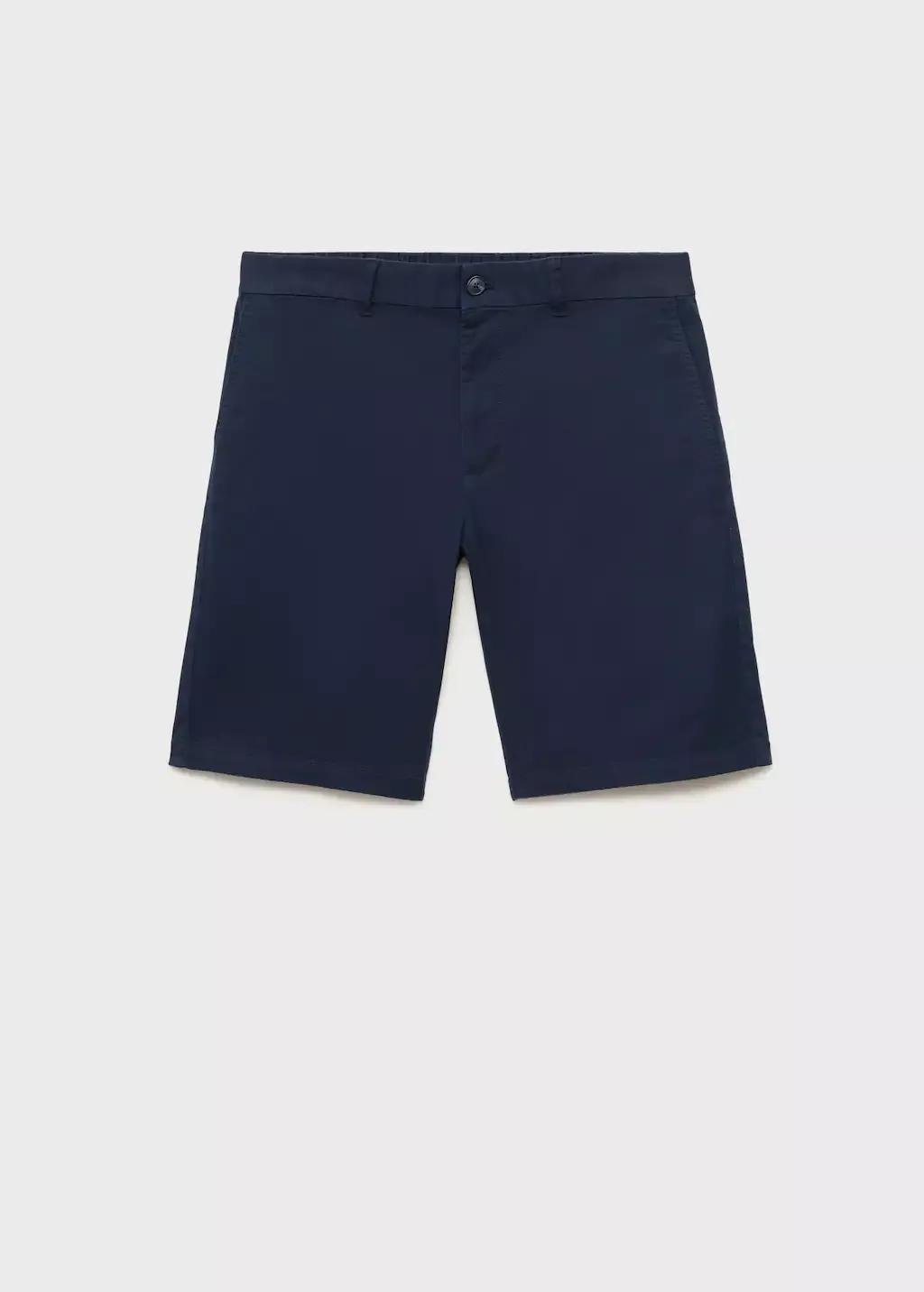 Navy Slim-Fit Chino Cotton Bermuda Shorts, , large image number 4